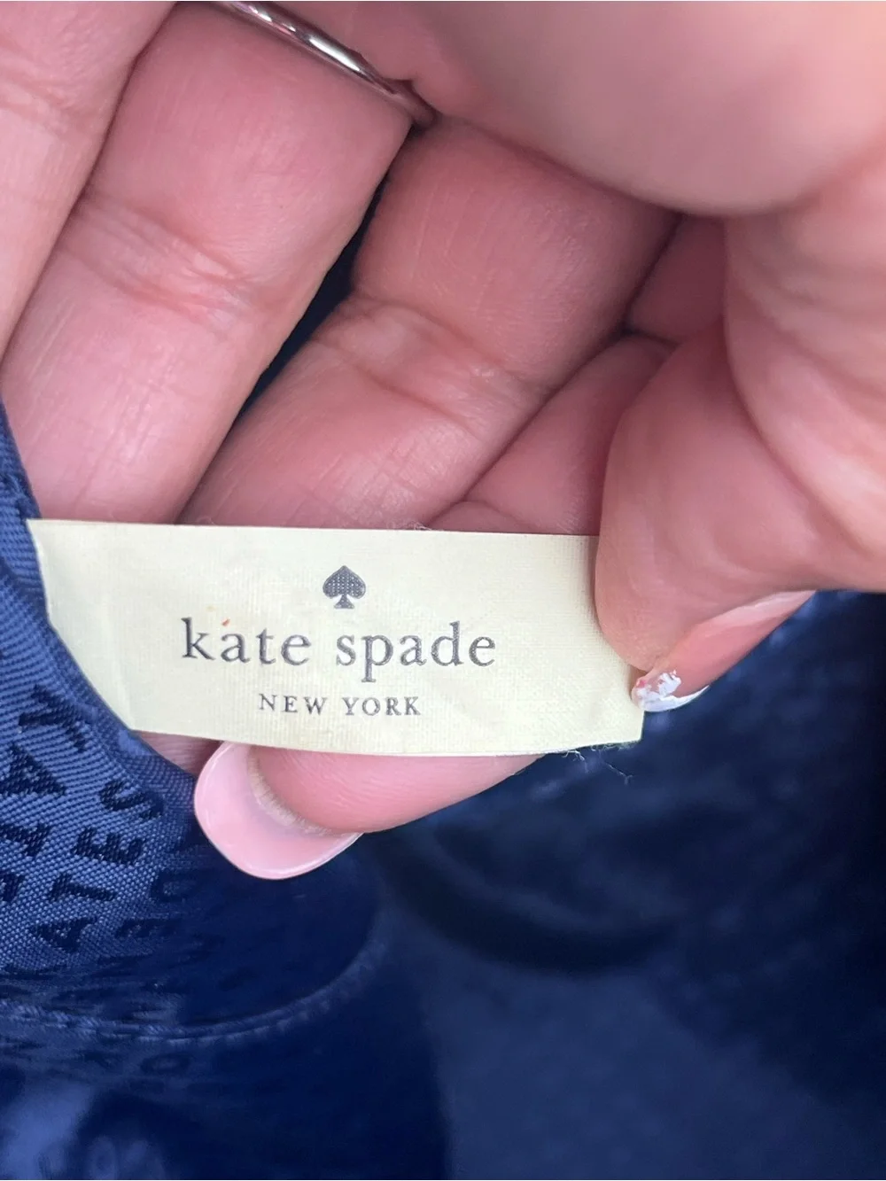 kate spade Navy Leather Tote with Tassel Accent